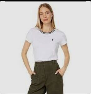 U.s. Polo ASSN  White Tee with Embroidered Logo Zise M Used.Gread Condition